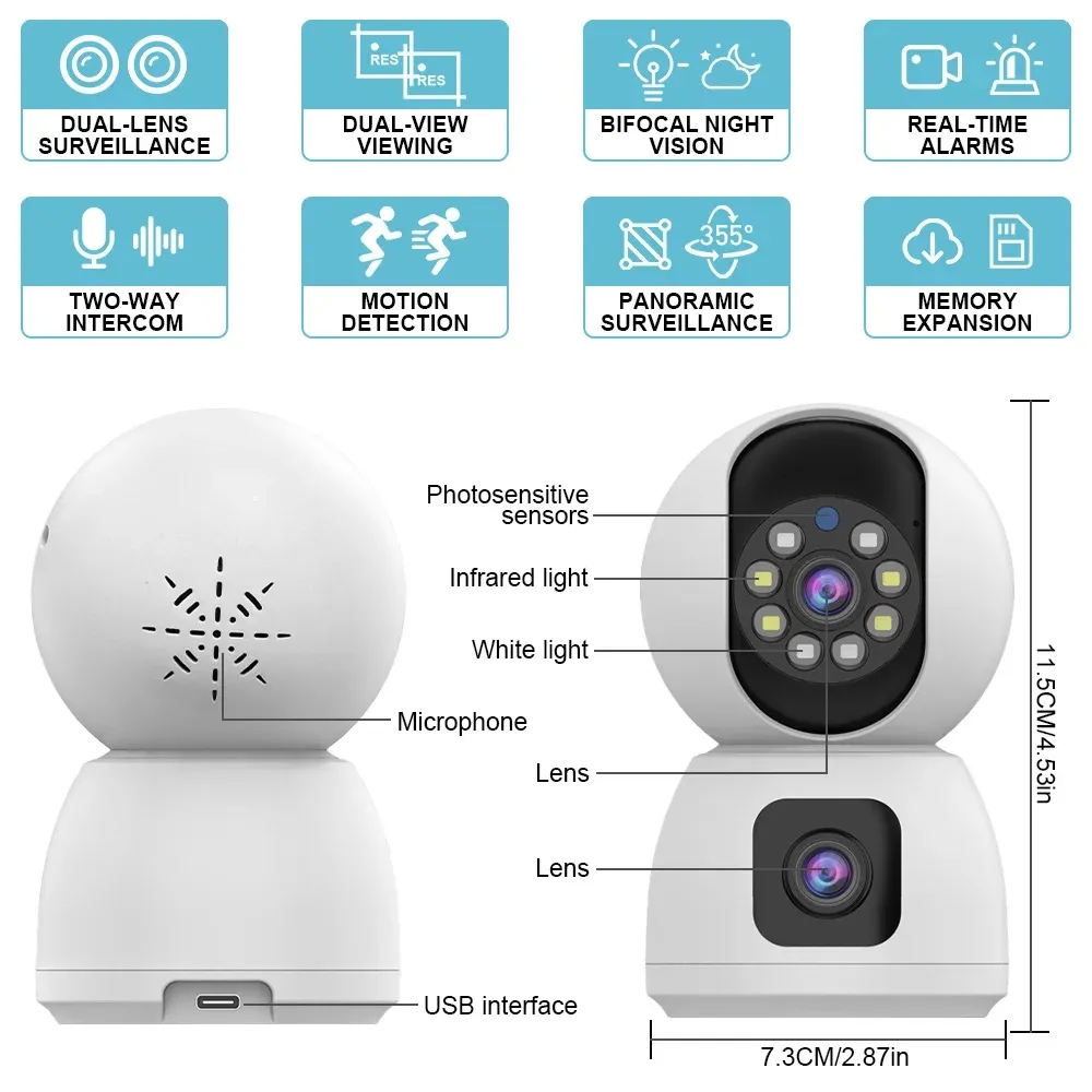 CWY6203, Full-colour night vision, dual-lens pan-tilt camera